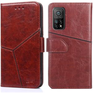 For Xiaomi Mi 10T / 10T Pro Geometric Stitching Horizontal Flip TPU + PU Leather Case with Holder & Card Slots & Wallet(Dark Brown)