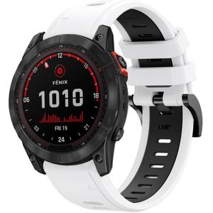 Voor Garmin Fenix 7X 26mm tweekleurige sport siliconen horlogeband (wit + zwart)
