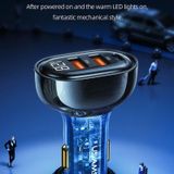 USAMS US-CC158 125W Type-C / USB-C + Dual USB Transparant Digital Display Car Charger
