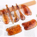 10 PCS Resin Scraping Sheet Massage Facial Tendon Stick Beauty Salon Shave Board Acupuncture Pen  Color Classification: Amber Relaxing Stick
