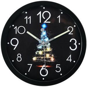 1207B Romantic LED Radical Hanging Clock Living Room Metal Nightlight Wall Clock(Colorful Christmas)