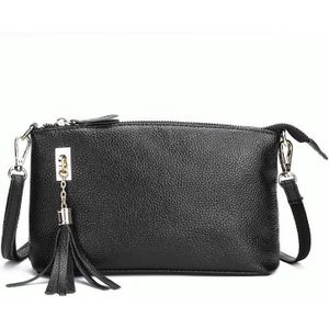 Ladies Fringed One-Shoulder Diagonal Bag Large-Capacity Casual Bag(Black)