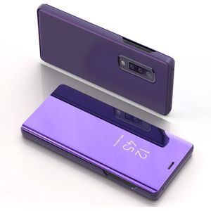 For Galaxy A90 5G Electroplating Mirror Horizontal Flip PU Leather Case with Holder(Purple Blue)