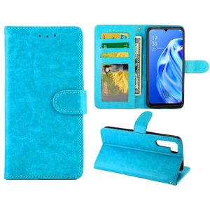 For OPPO A91/ F15(2020) Crazy Horse Texture Leather Horizontal Flip Protective Case with Holder & Card Slots & Wallet & Photo Frame(baby Blue)