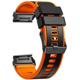 Voor Garmin Fenix 7X 26 mm platbinding tweekleurige siliconen horlogeband met snelsluiting (zwart oranje)