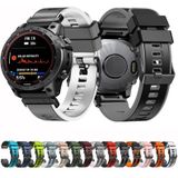 Voor Garmin Fenix 7X 26 mm platbinding tweekleurige siliconen horlogeband met snelsluiting (zwart oranje)