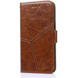 For OnePlus 3 Geometric Stitching Horizontal Flip TPU + PU Leather Case with Holder & Card Slots & Wallet(Light Brown)