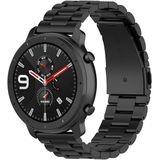 Applicable To Ticwatch Generation / Moto360 Second Generation 460 / Samsung GearS3 / Huawei GT Universal 22mm Stainless Steel Metal Strap Butterfly Buckle Three Beads(black)