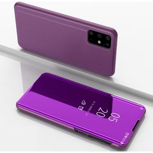 For Galaxy S20+ Plated Mirror Horizontal Flip Leather Case with Holder(Purple)