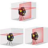 902CR 2×360 Degrees Laser Level Covering Walls and Floors 8 Line Red Beam IP54 Water / Dust proof(Red)
