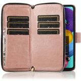 For Samsung Galaxy A51 5G Zipper Wallet Bag Horizontal Flip PU Leather Case with Holder & 9 Card Slots & Wallet & Lanyard & Photo Frame(Rose Gold)