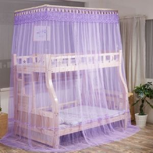 Double-layer Bunk Bed Telescopic Support Floor-to-child Bed Mosquito Net  Size:120x190 cm(Purple)
