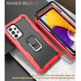 For Samsung Galaxy A72 5G / 4G PC + Rubber 3-layers Shockproof Protective Case with Rotating Holder(Red + Black)