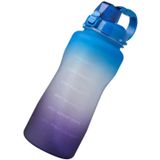 2000ml Large Capacity Portable Bounce Lid Water Bottle with Straw Tritan Material Outdoor Sports Kettle(Blue To Purple)