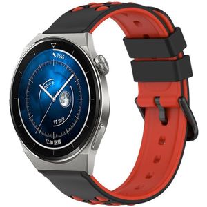 Voor Huawei Watch GT3 Pro 43 mm 20 mm tweekleurige poreuze siliconen horlogeband (zwart + rood)