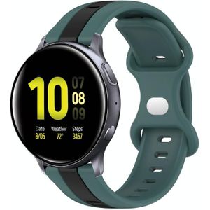 Voor Samsung Galaxy Watch Active 2 40 mm 20 mm vlindergesp tweekleurige siliconen horlogeband (groen + zwart)