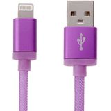 25cm Net Style Metal Head 8 Pin to USB Data / Charger Cable  For iPhone XR / iPhone XS MAX / iPhone X & XS / iPhone 8 & 8 Plus / iPhone 7 & 7 Plus / iPhone 6 & 6s & 6 Plus & 6s Plus / iPad(Purple)