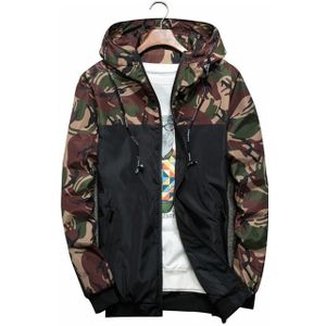Men Bomber Jacket Thin Slim Long Sleeve Camouflage Military Jackets Hooded  Size: L(Green)