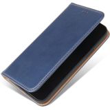 Fierre Shann PU Leather Texture Horizontal Flip Leather Case with Holder & Card Slots & Wallet For iPhone 13(Blue)