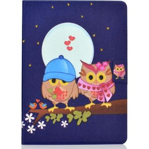 For iPad Air 2020 10.9 Electric Pressed Colored Drawing Horizontal Flip Leather Case with Holder & Card Slots & Sleep / Wake-up Function(Couple Owls)