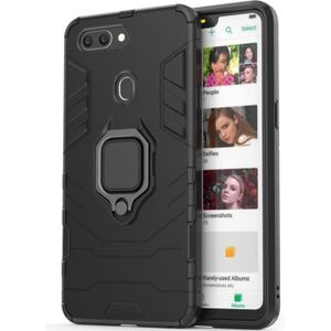 PC + TPU Shockproof Protective Case for OPPO R15  with Magnetic Ring Holder (Black)
