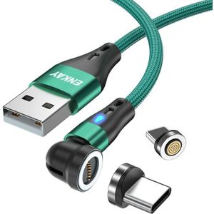 ENKAY 3A USB naar Type-C / 8-pins magnetische 540 graden roterende snellaadkabel  lengte: 2m