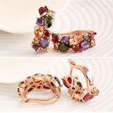 1 Pair Colorful Zircon Earrings Stud For Women And Girls(Rose Gold)