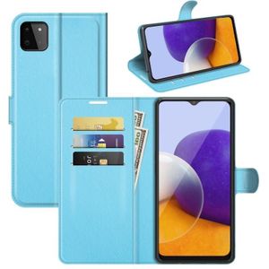 For Samsung Galaxy A22 5G Litchi Texture Horizontal Flip Protective Case with Holder & Card Slots & Wallet(Blue)