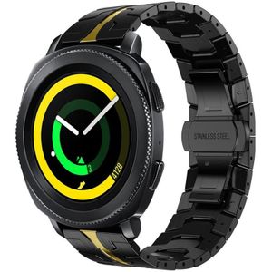 Voor Samsung Galaxy Gear Sport Armor roestvrijstalen metalen horlogeband (zwart + goud)