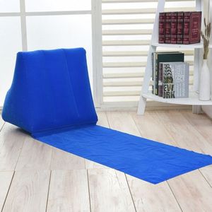 Outdoor Beach PVC Thick Flocked Beach Mat Inflatable Triangle Pad  Size:  150x38x46cm (Blue)