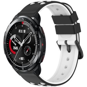For Honor Watch GS Pro 22 mm tweekleurige poreuze siliconen horlogeband (zwart + wit)