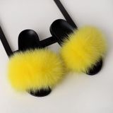 Fox Fur Slippers Flip-flops Non-slip Platte Bont Schoenen Sandalen voor dames  schoenmaat:40-41(25cm)(Caramel)