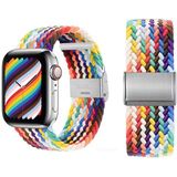 Nylon Vlecht één gesp vervangen Horlogeband voor Apple Watch Series 7 45mm / 6 & SE & 5 & 4 44mm / 3 & 2 & 1 42mm (Blueberry)