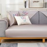 Feather Pattern Summer Ice Silk Non-slip Full Coverage Sofa Cover  Size:110x210cm(Light Grey)