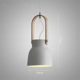 Wood Grain Creative Simple Personality Restaurant Chandelier Single Head Study Bedroom Macaron Bar Small Lamp without Light Source  Size:M(White)
