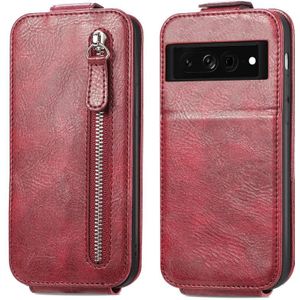 For Google Pixel 7 Zipper Wallet Vertical Flip Leather Phone Case(Red)