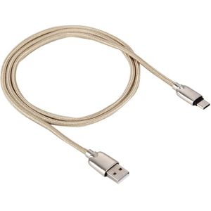 1M Woven Style Metal Head 108 Copper Cores USB-C / Type-C to USB Data Sync Charging Cable  For Galaxy S8 & S8 + / LG G6 / Huawei P10 & P10 Plus / Xiaomi Mi 6 & Max 2 and other Smartphones(Gold)