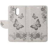 For Motorola Moto G (4rd gen) Plus Pressed Flowers Butterfly Pattern Leather Case with Holder & Card Slots & Wallet(Grey)