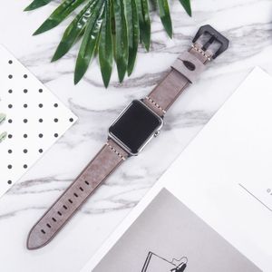 White Fog Wax Texture Top-grain Leather Strap for Apple Watch Series 5 & 4 40mm / 3 & 2 & 1 38mm(Coffee)