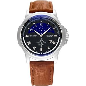 407 YAZOLE Men Fashion Business Leather Band Quartz Wrist Watch(Brown + White)