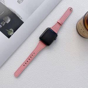Lederen horlogeband voor Apple Watch Series 7 41mm / 6 & SE & 5 & 4 40mm / 3 & 2 & 1 38mm (Pink)