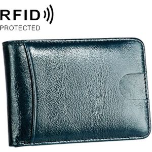 KB186 Antimagnetic RFID Mini Crazy Horse Texture Leather Billfold Card Wallet for Men and Women (Blue)