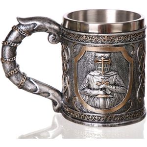 3D Viking Skull Coffee Beer Mug Skull Mug Beer Wine Drink Gift Stainless Steel Knight Decorative Cup for Men Mug