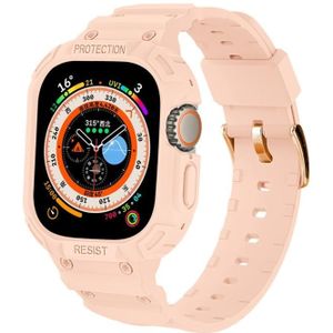 Voor Apple Watch Ultra 49mm JUNSUNMAY Geïntegreerde TPU Case Verstelbare elastische horlogeband