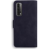 Voor Huawei P Smart 2021 / Y7A Skin Feel Pure Color Flip Leather Phone Case (Black)