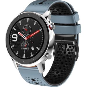 Voor Amazfit GTR 4 Pro 22 mm geperforeerde tweekleurige siliconen horlogeband (blauw + zwart)