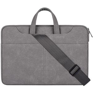 ST06SDJ Frosted PU Business Laptop Bag with Detachable Shoulder Strap  Size:15.6 inch(Dark Gray)