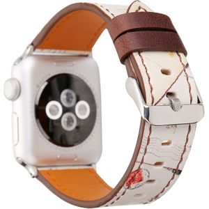 For Apple Watch Series 3 & 2 & 1 42mm Retro Flower Series Mail Pattern Wrist Watch Genuine Leather Band