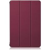 For Huawei Enjoy Tablet 2 10.1 inch / Honor Pad 6 10.1 inch Solid Color Horizontal Flip Leather Case with Three-folding Holder & Sleep / Wake-up Function(Wine Red)