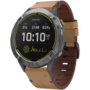 Voor Garmin Enduro 26 mm lederen horlogeband met stalen gesp